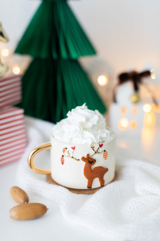 Christmas Reindeer's Gold Plated Ceramic MUG